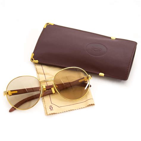 Rare Cartier Giverny Palisander Rosewood Gold Sunglasses